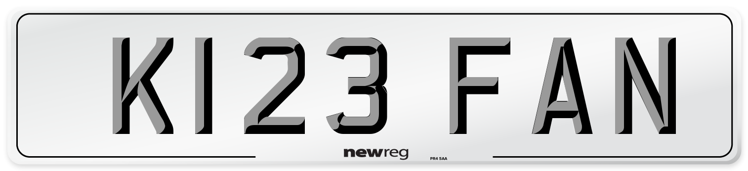 K123 FAN Number Plate from New Reg